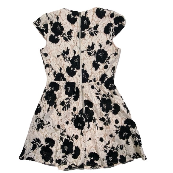 LAVENDER BROWN Fit and Flare Rose Floral Lace Jacquard Dress S - Picture 8 of 16